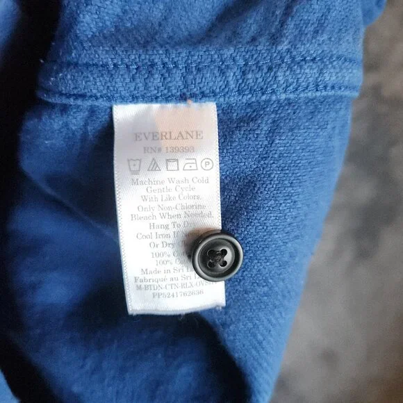 Everlane The Heavyweight Overshirt Mens XS Blue Cotton Blue Button Up Shirt EUC - Picture 6 of 8